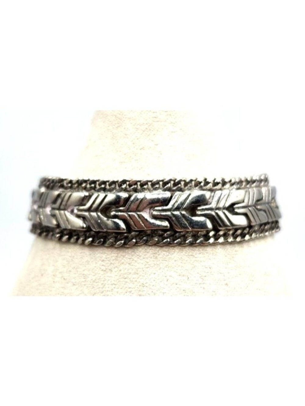 Silver Tone Braid Type Design Bracelet With Slide Clasp & Safety Clasp